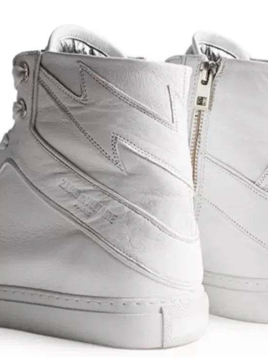 Zadig & Voltaire Off-White Leather High-Top Sneakers - Picture 6 of 9